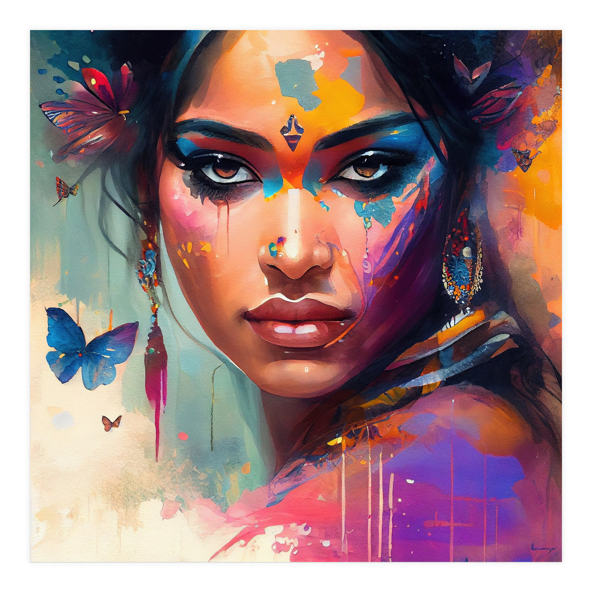 Butterfly Aura Hindu Portrait (Print Only)