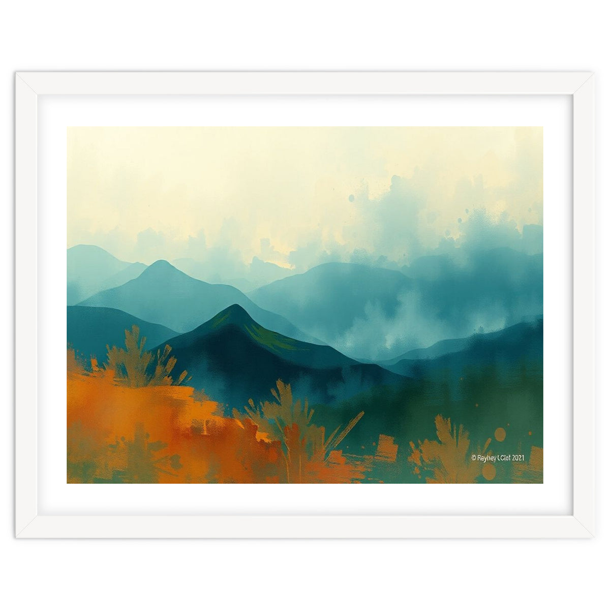 Long Title Misty Blue Mountain Range Landscape