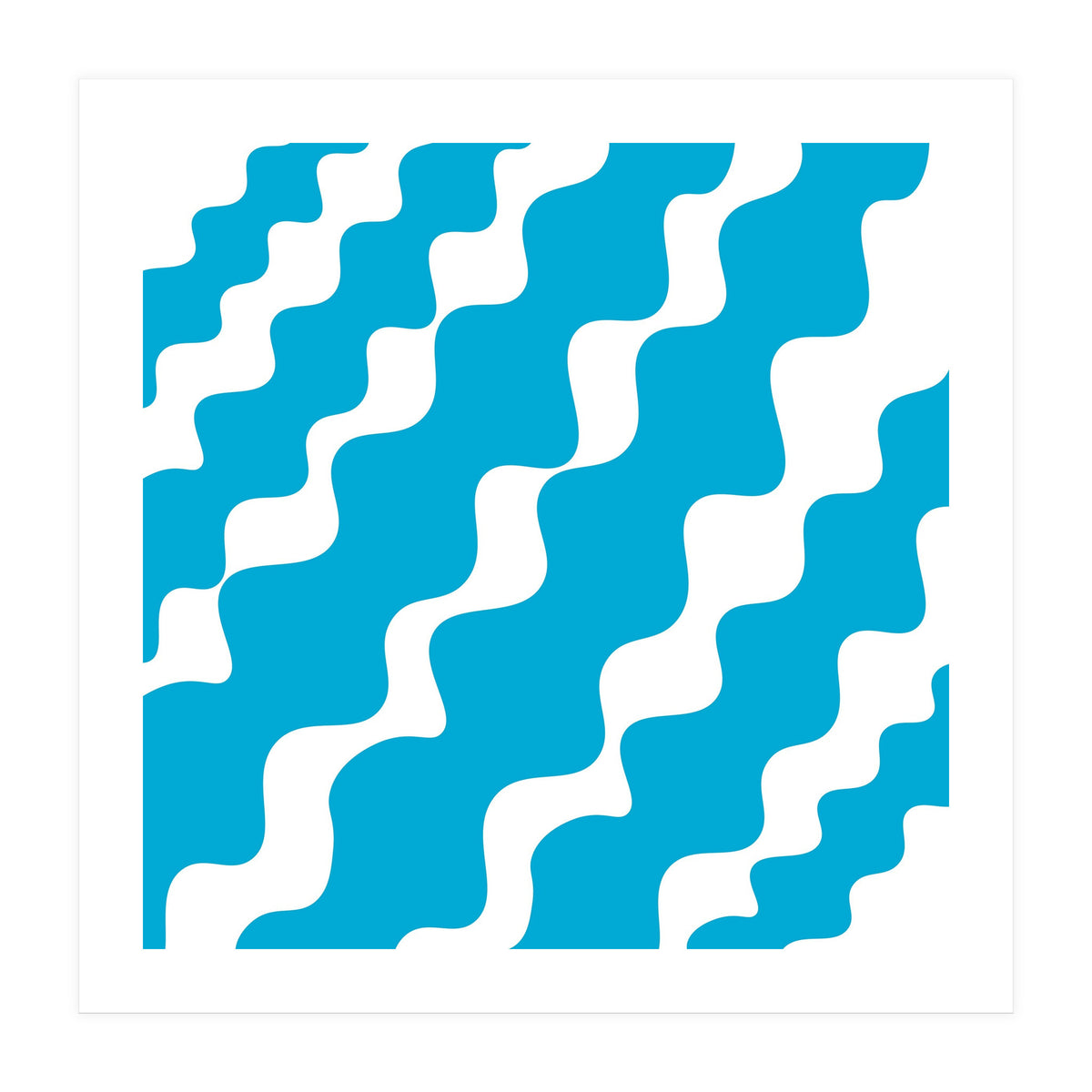 Slanting Blue Wavy Pattern (Print Only)