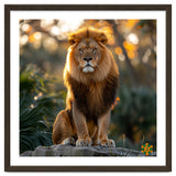 Majestic Lion Sitting On A Rock At Sunset thumbnail