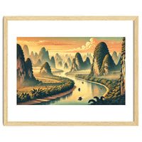Vintage China, Guilin Karst Mountains Poster