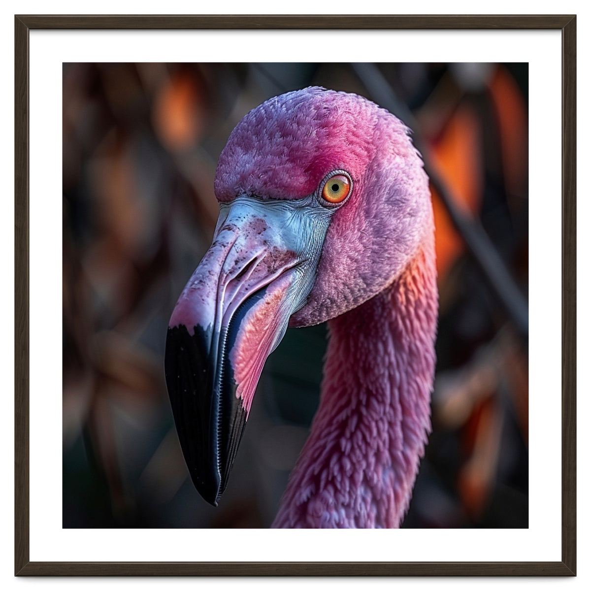 Close Up Of A Pink Flamingo Bird Face