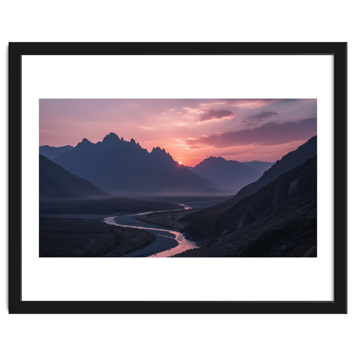 Crimson Sunset Valley: Serene Mountain Vista