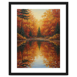 Golden Autumn Reflection: Impasto Forest Landscape thumbnail