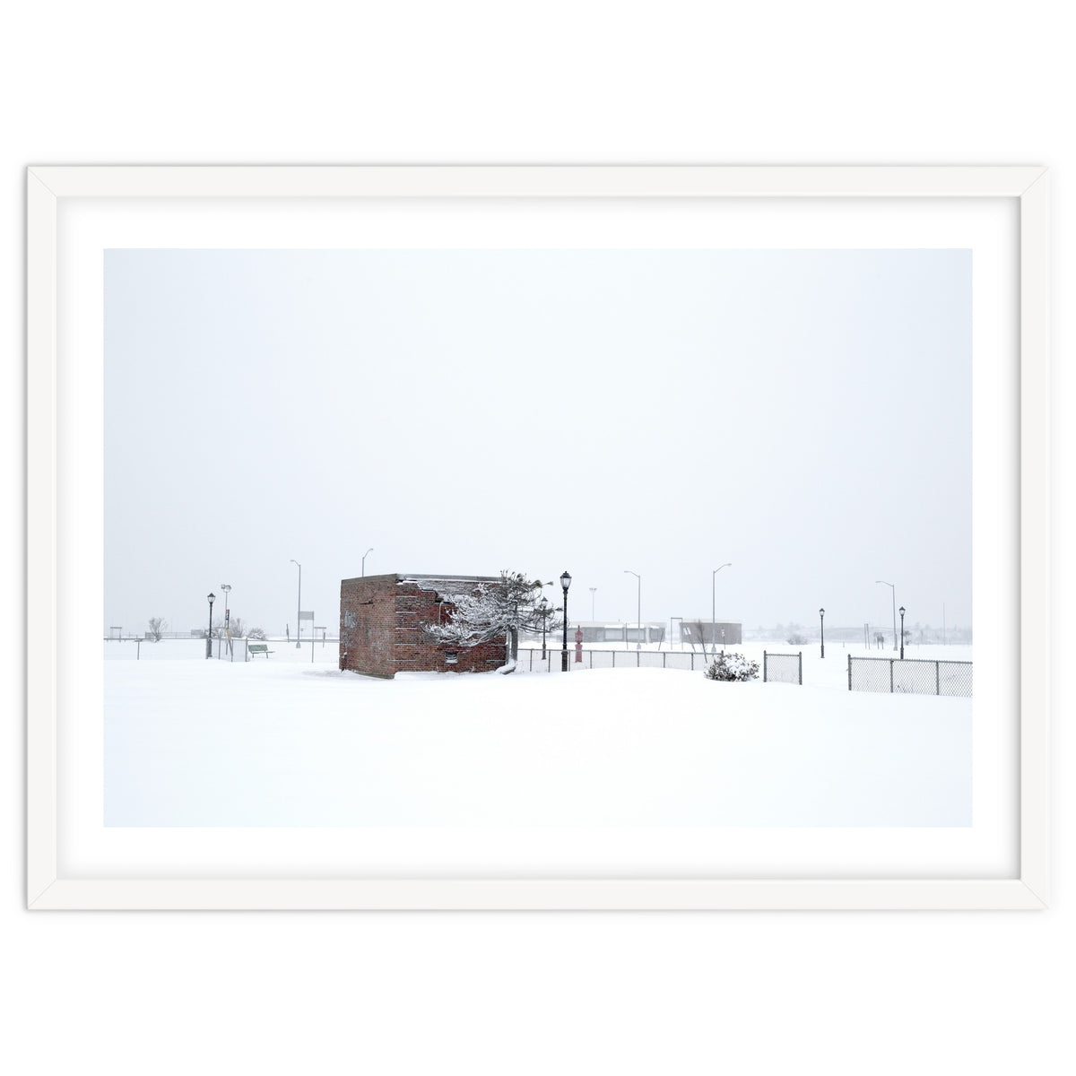 Barn in the winter snowscape