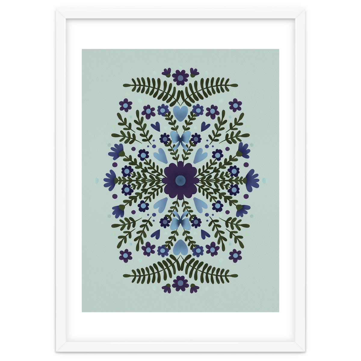 Flowers And Bows Blue And Green