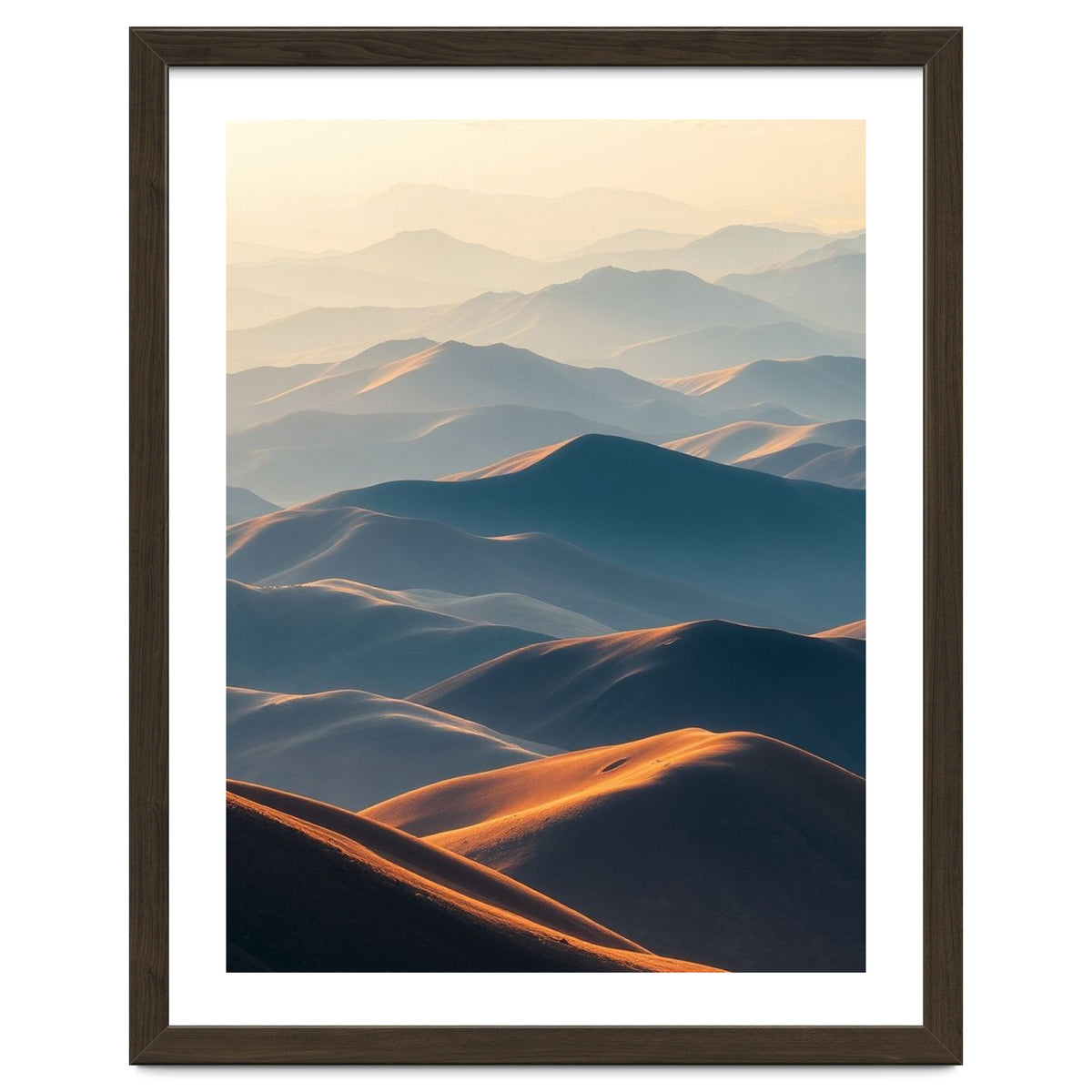 Misty Desert Mountain Range Art