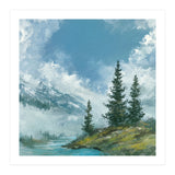 Ethereal Alpine River Valley with Snow-Capped Mountains (Print Only) thumbnail