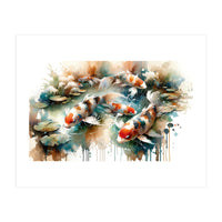 Colorful Koi Fish In Pond (Print Only)