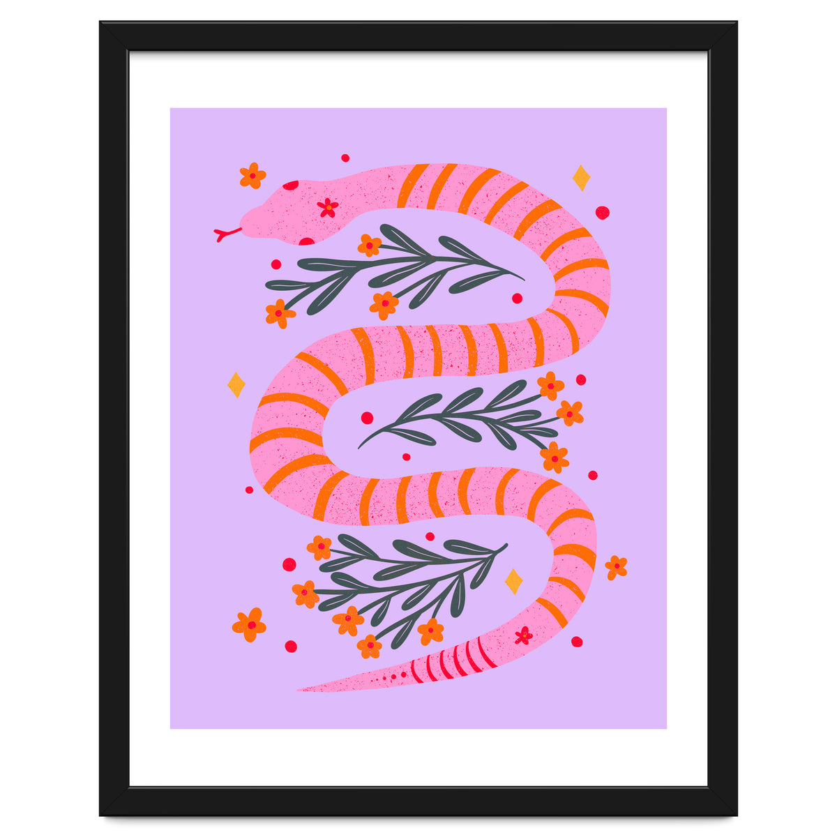 Modern snake - pink and orange