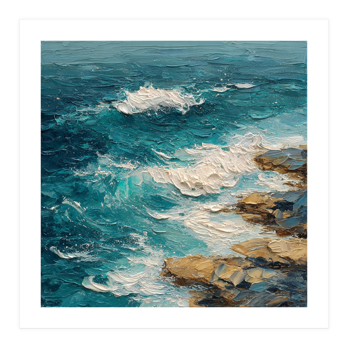 Dynamic Coastal Swell with Sculpted Turquoise Waves (Print Only)