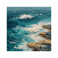 Dynamic Coastal Swell with Sculpted Turquoise Waves (Print Only)