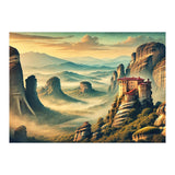 Vintage Greece, Meteora Monasteries Poster (Print Only) thumbnail