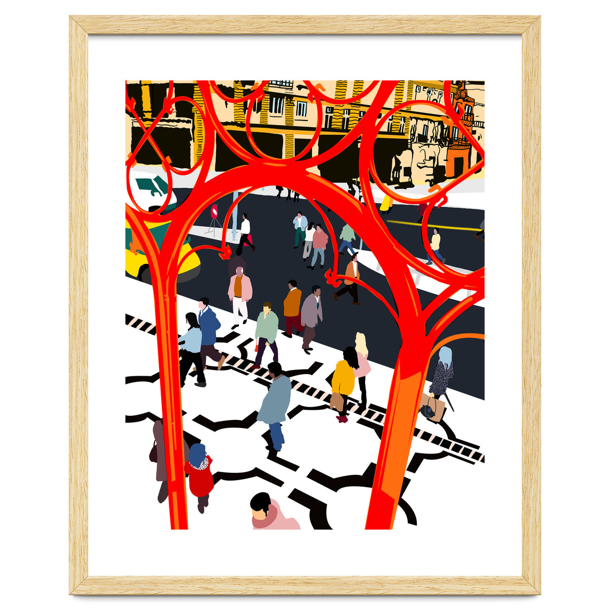 City Street, Eclectic Architecture Buildings Busy New York, People Work Office Daily Life Boho Contemporary Traffic Gifts