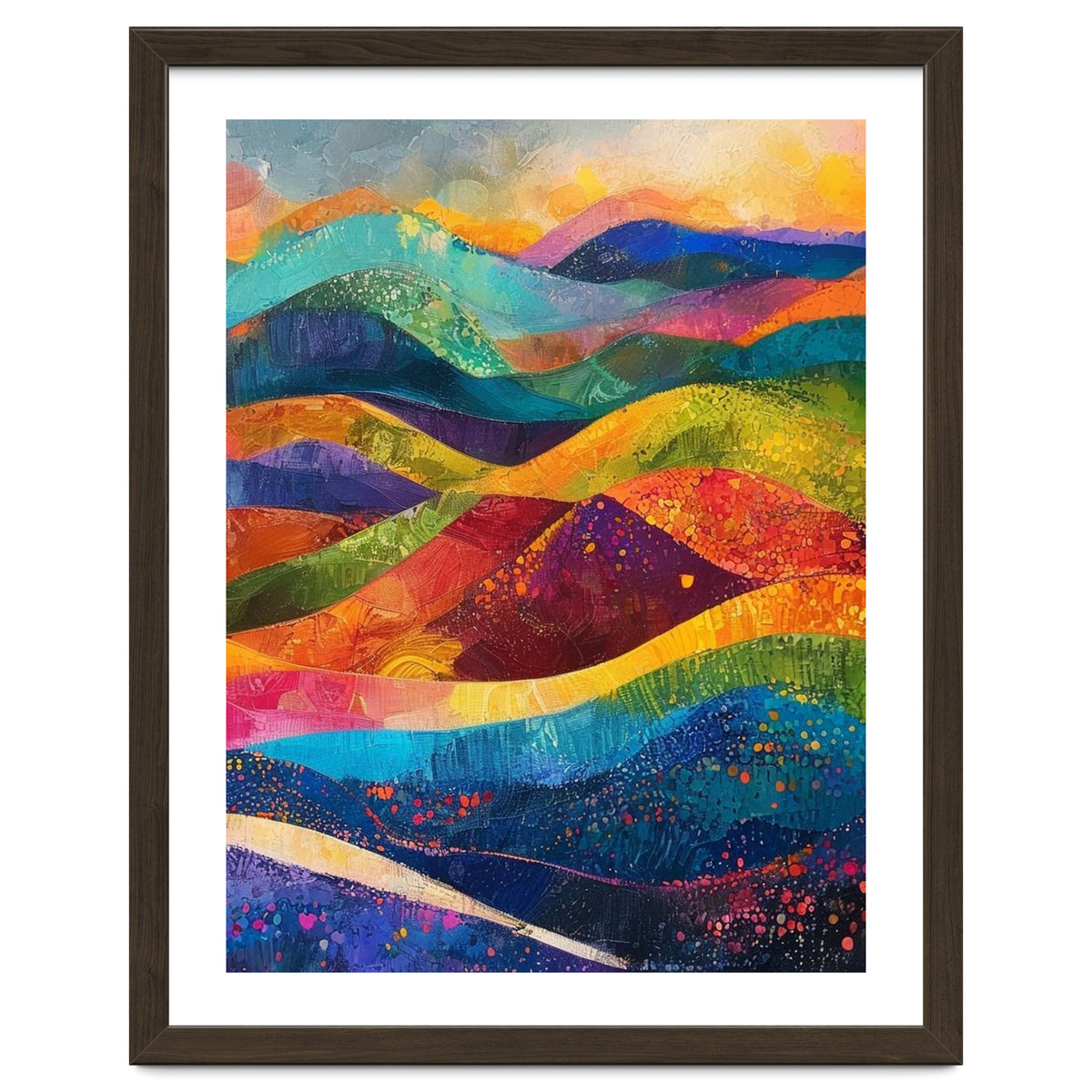 Vibrant Abstract Patchwork Landscape Art