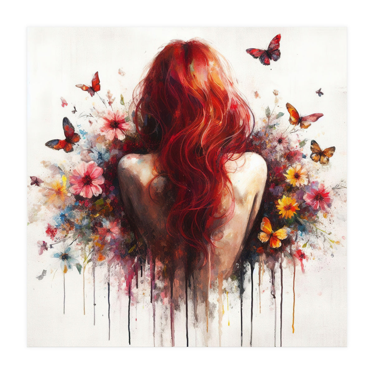 Crimson Butterfly Back Bloom (Print Only)