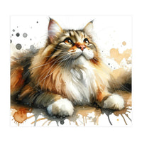 Majestic Cat With Watercolor Splashes (Print Only)