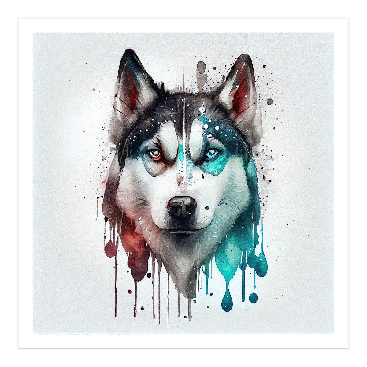 Watercolor Siberian Husky Dog (Print Only)