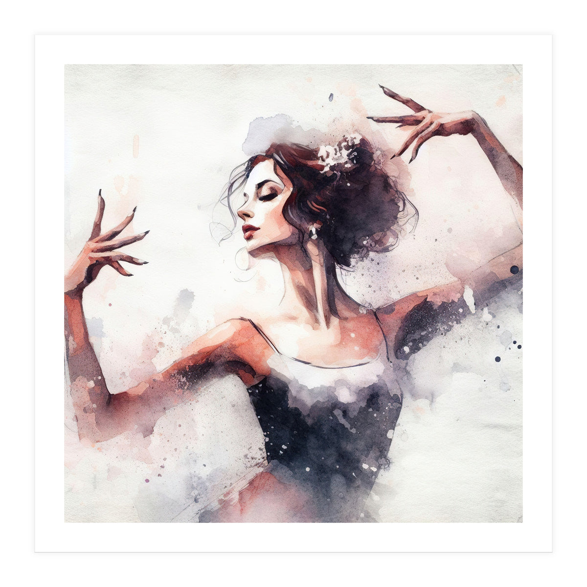 Elegant Ballet Dancer Portrait In Motion (Print Only)