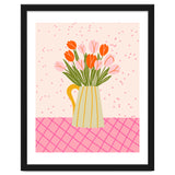 Tulips in a vase - pink and orange thumbnail