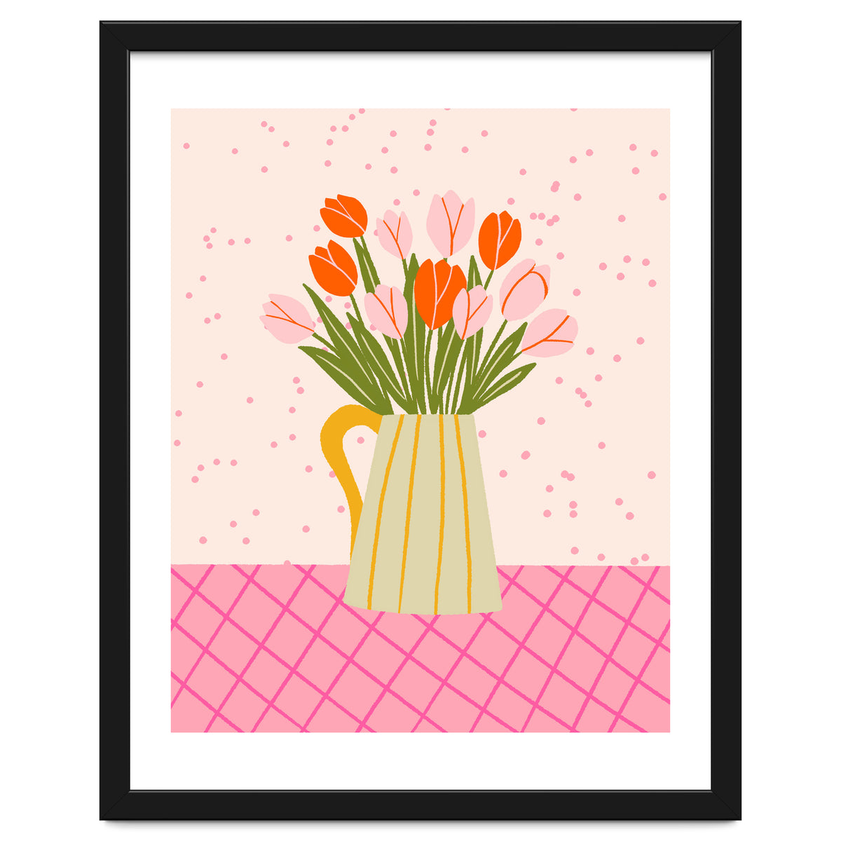 Tulips in a vase - pink and orange