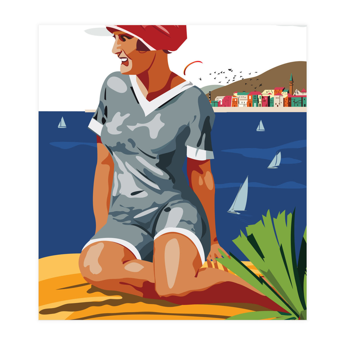 Istria, Swimmer on the Beach (Print Only)