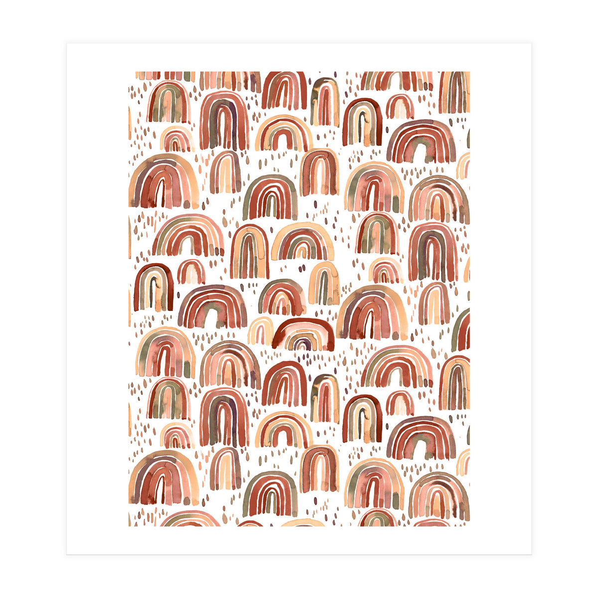 Cute Watercolor Rainbows Terracota (Print Only)