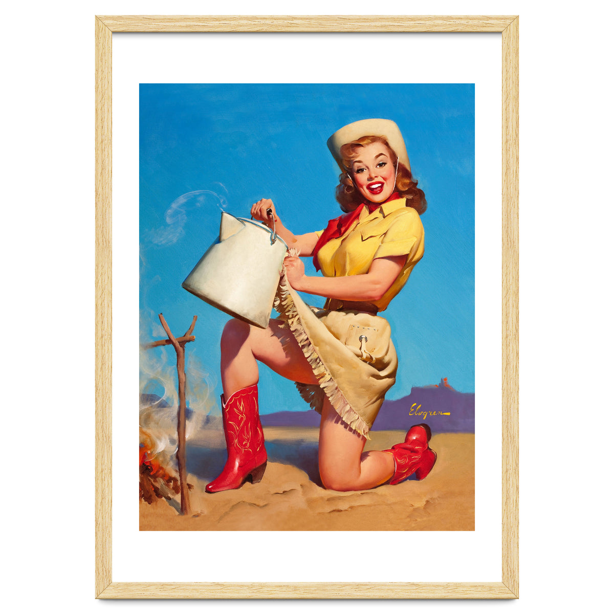 Pinup Sexy Woman Posing With A Hot Teapot