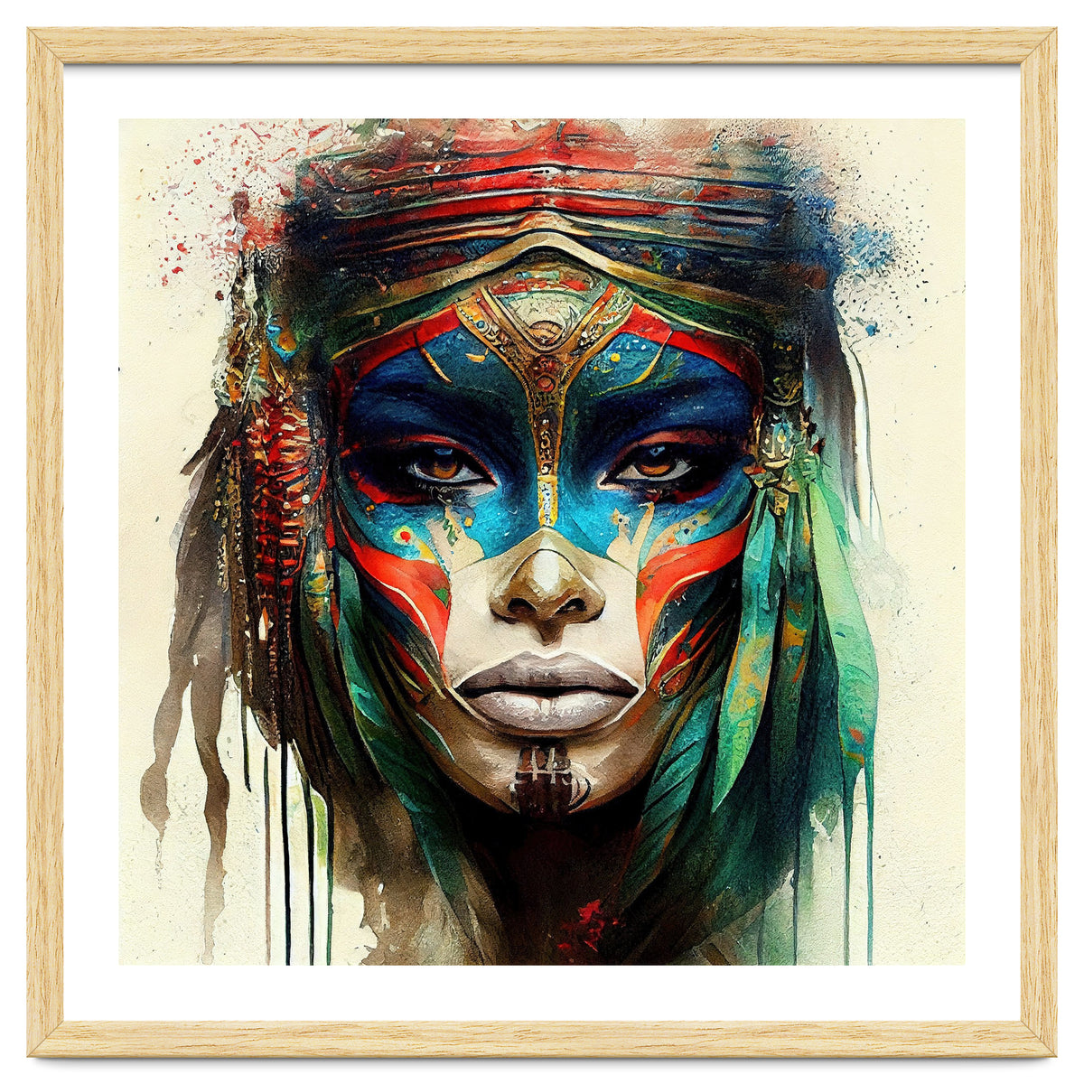 Turquoise Warrior Woman Portrait