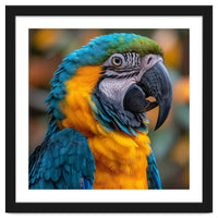 Blue And Yellow Macaw Parrot Close Up Portrait