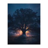 Ancient Mystical Oak Silhouette at Twilight with Ethereal Wisps (Print Only) thumbnail