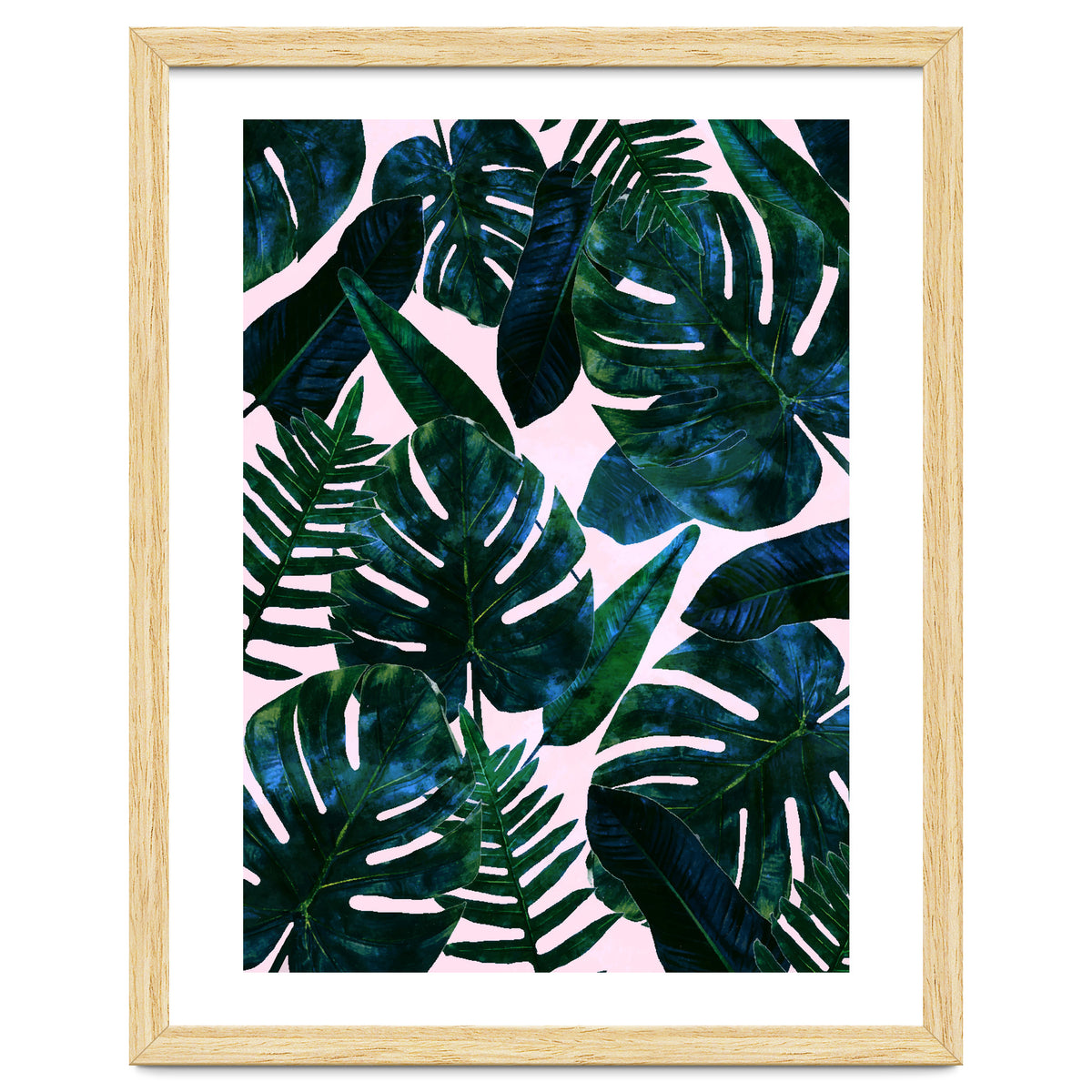 Tropical Nature Monstera Watercolor Painting, Botanical Jungle Dark Palm Illustration