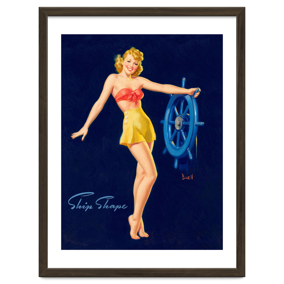 Pinup Girl Is Posing With A Steering Wheel