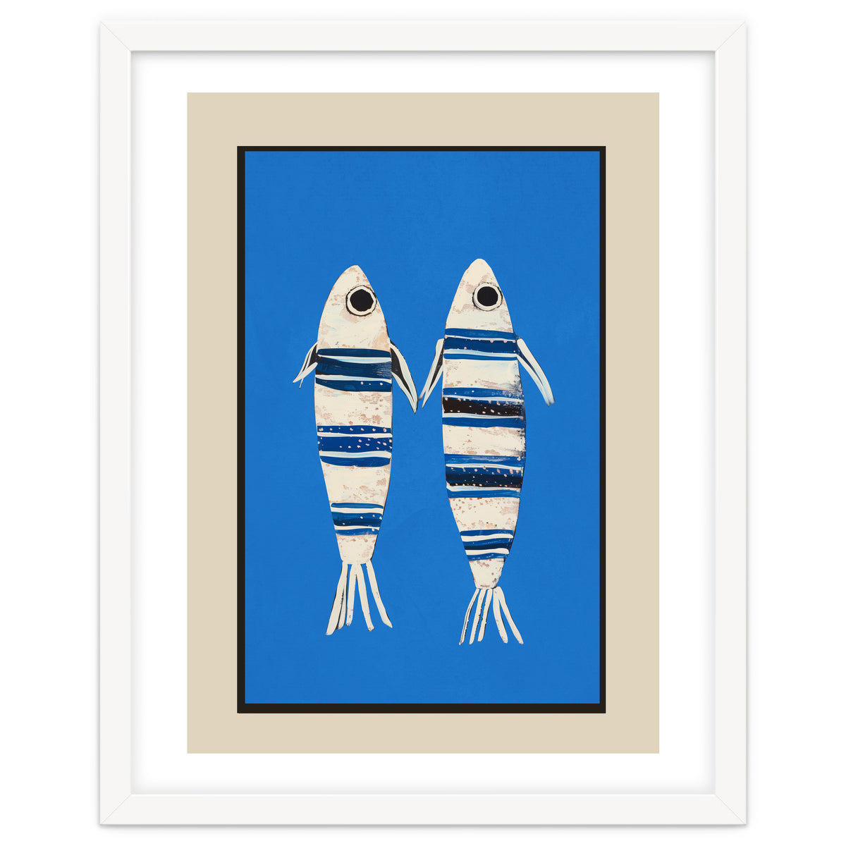 Minimal Fish On Blue