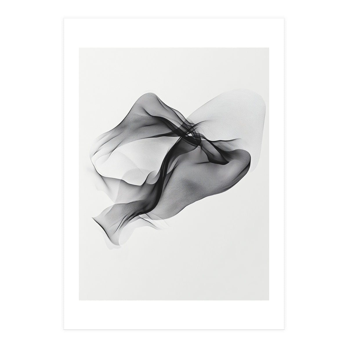 Abstract Black Flowing Fabric Wave (Print Only)