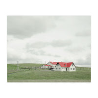 Red roof house on the green hill - Iceland (Print Only)