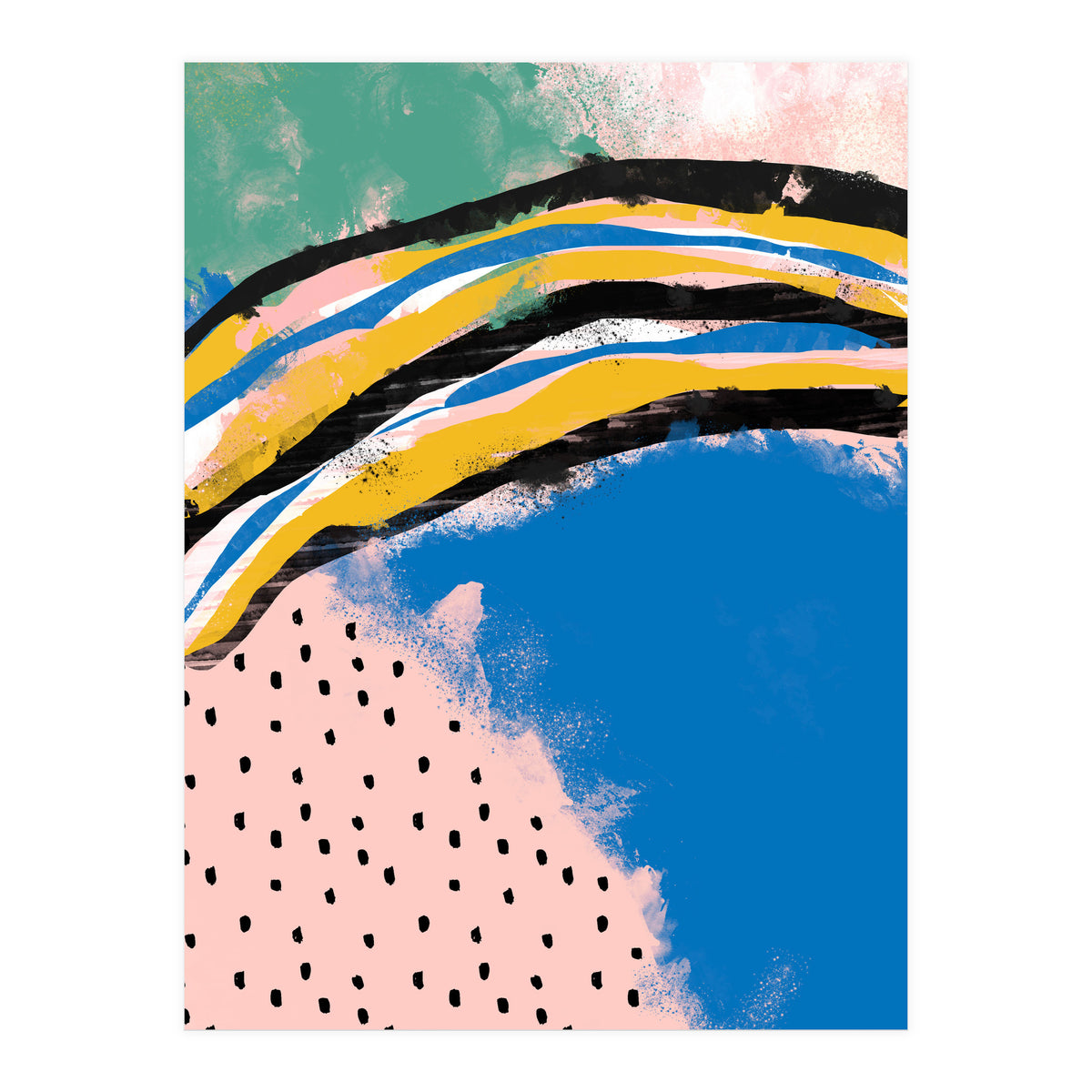 Abstract Pink Blue Dreamy Painting (Print Only)