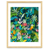The Midnight Jungle, Botanical Nature Plants Tropical Forest, Watercolor Painting Floral Palm thumbnail
