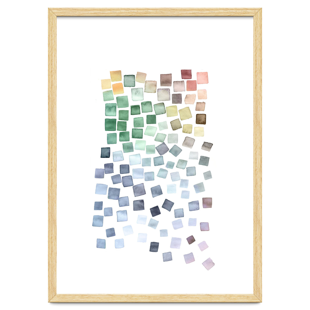 Watercolor Geometric Square Shapes Blue