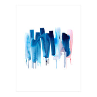 Abstract Watercolor Stripes Minimal Blue (Print Only)