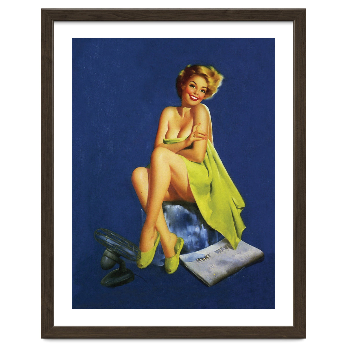 Sexy Pinup Posing With Green Towel