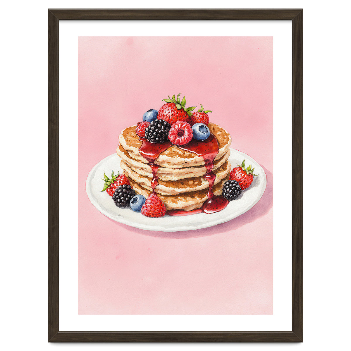 Berry Pancakes – Watercolor Breakfast Food