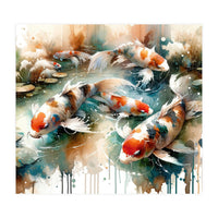 Colorful Koi Fish In Pond (Print Only)