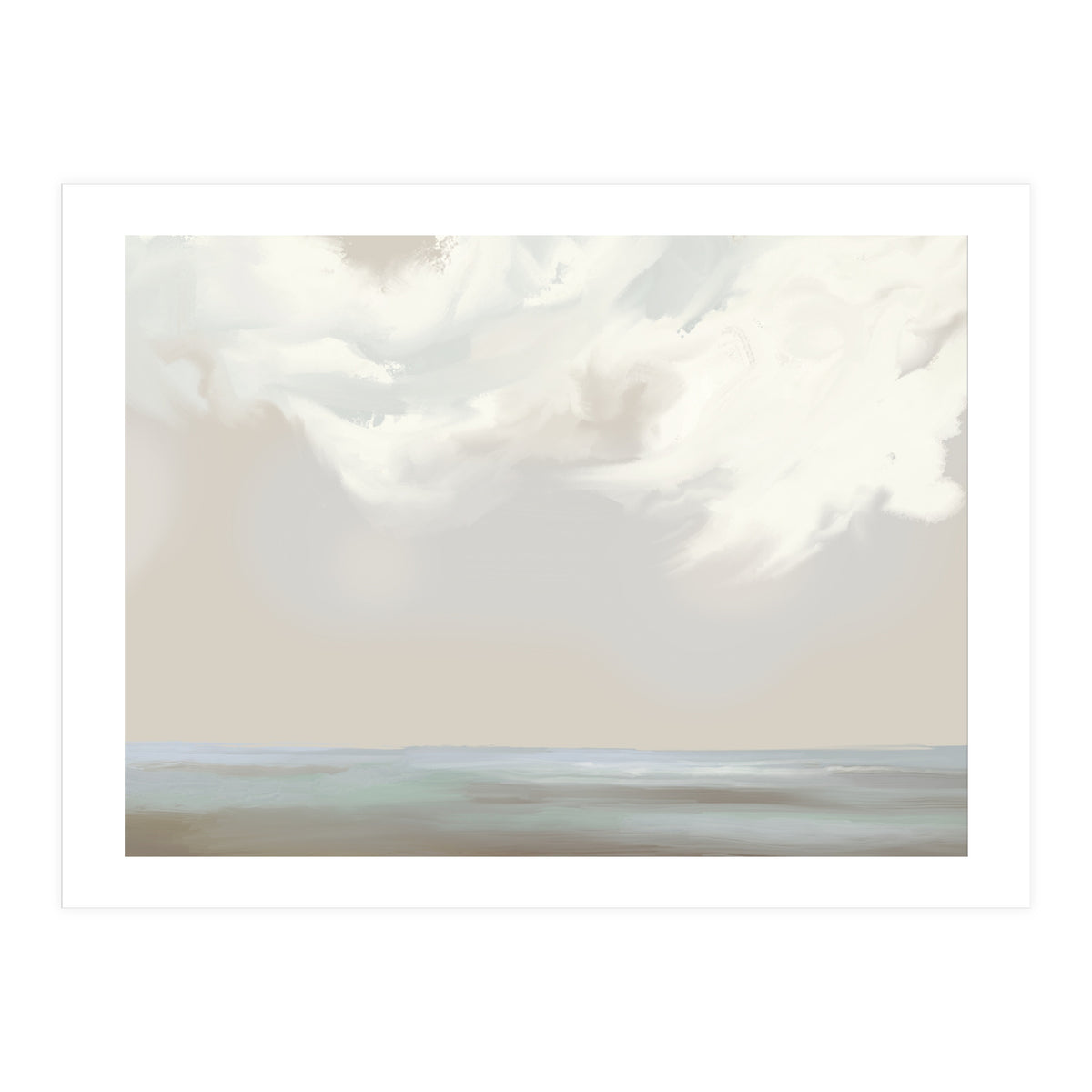Abstract muted sea and clouds oil painting  (Print Only)