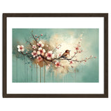 Bird Resting On Cherry Blossom Branch thumbnail