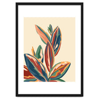 Mediterranean Botanical, Vintage Nature Plants Tropical Nature, Bohemian Eclectic Colorful Leaves Jungle Garden