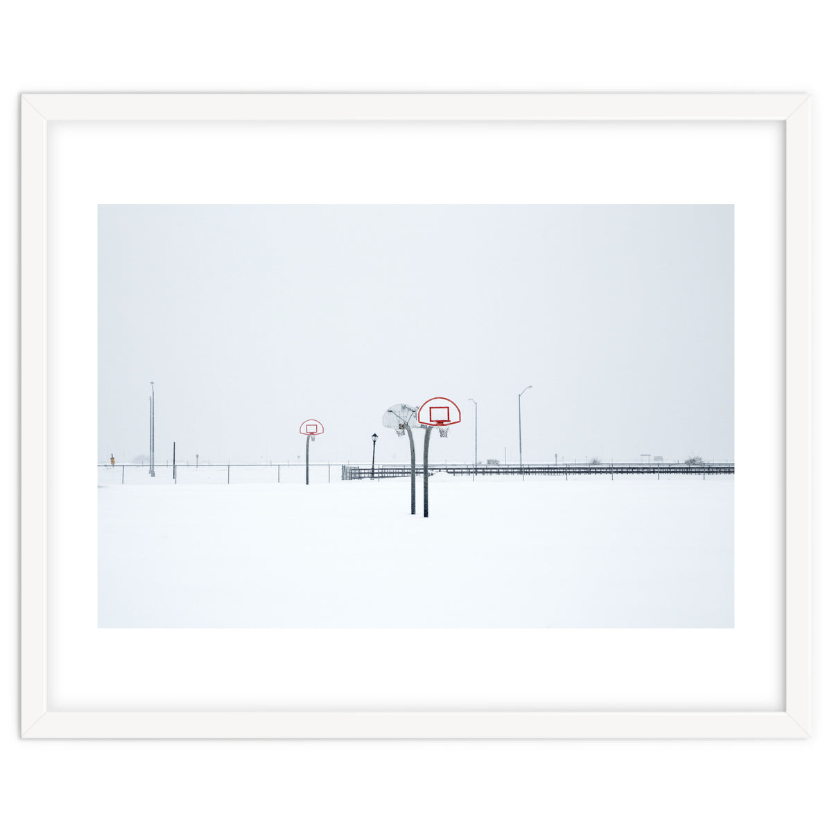 Snow-covered Basketball court