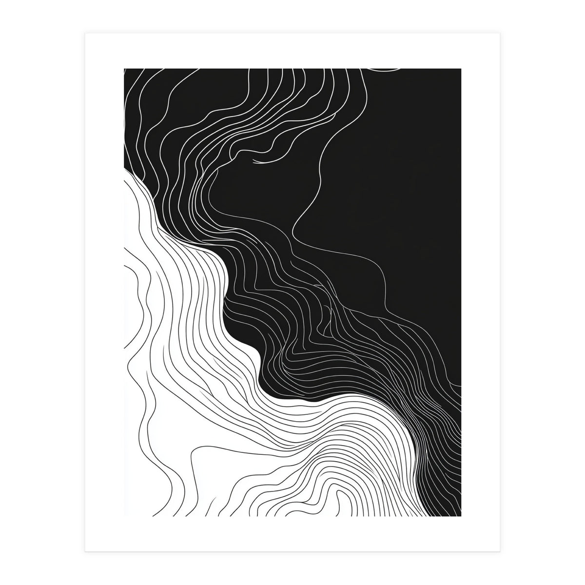 Abstract Black And White Wavy Lines Flowing  (Print Only)