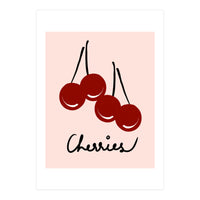 Cherries modern simple minimalistic red cute Fruit wall art (Print Only)