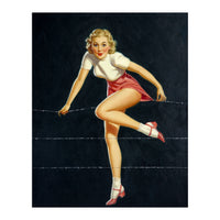 Pinup Girl Crossing The Barbed Wire (Print Only)